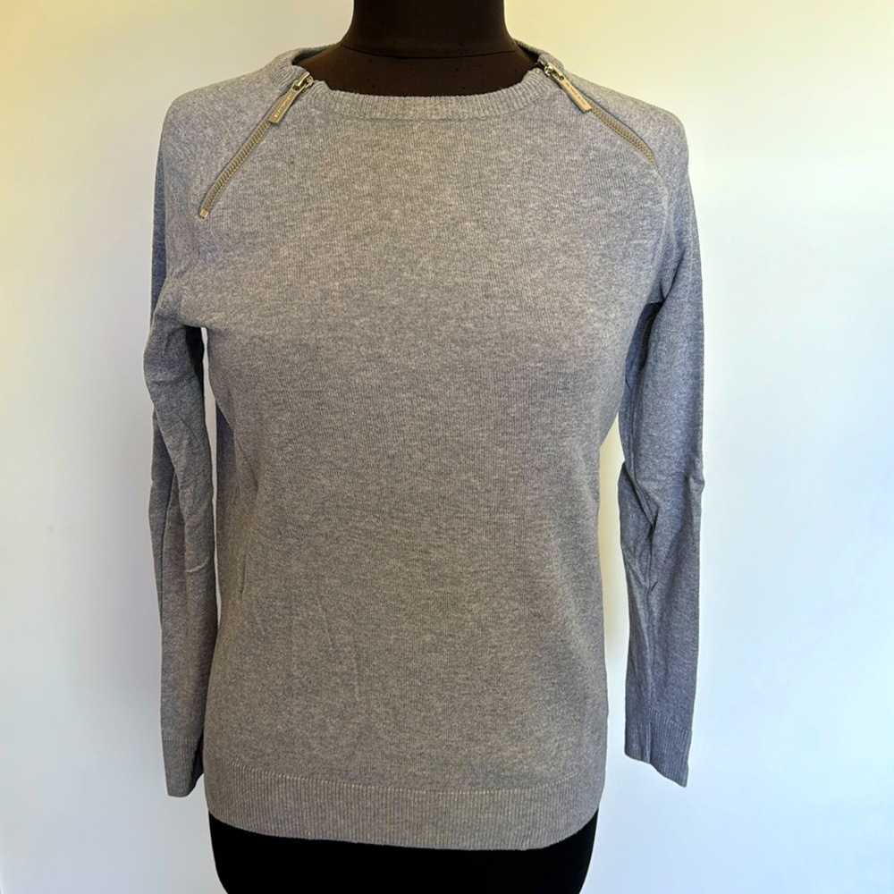 MICHAEL Michael Kors Gray Sweater with Silver Zippers